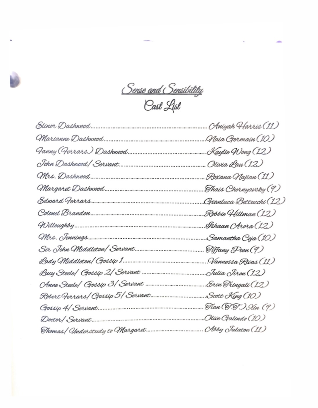 Mills Drama Sense and Sensibility Cast Reviews